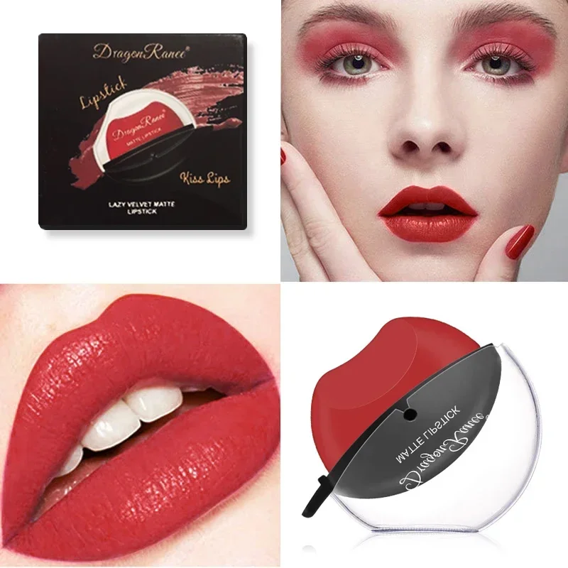Sello de lápiz labial en forma de labio, lápiz labial colorete perezoso, efecto de maquillaje mate, brillo de labios hidratante, taza antiadherente resistente al agua