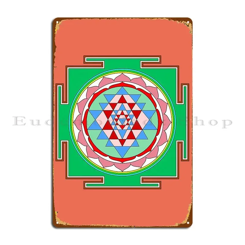Auspicious Sri Yantra Metal Sign Poster Personalized Garage Custom Designer Vintage Tin Sign Poster