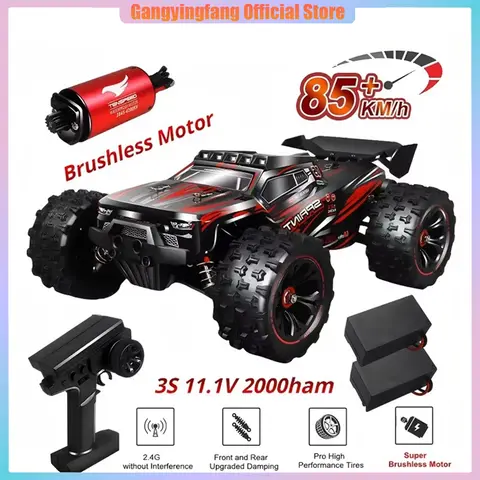 1:16 85KM/H 또는 50KM/H 4WD RC 자동차(LED 원격 제어 자동차 포함) 어린이용 고속 드리프트 몬스터 4x4 트럭 vs Wltoys 124017   장난감