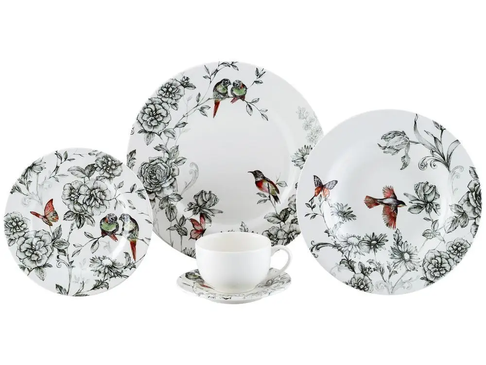 جهاز شاي دائري من السيراميك الكربوني ، جهاز فولير لتناول الطعام والشاي بالأبيض والأسود ، 20 * #3