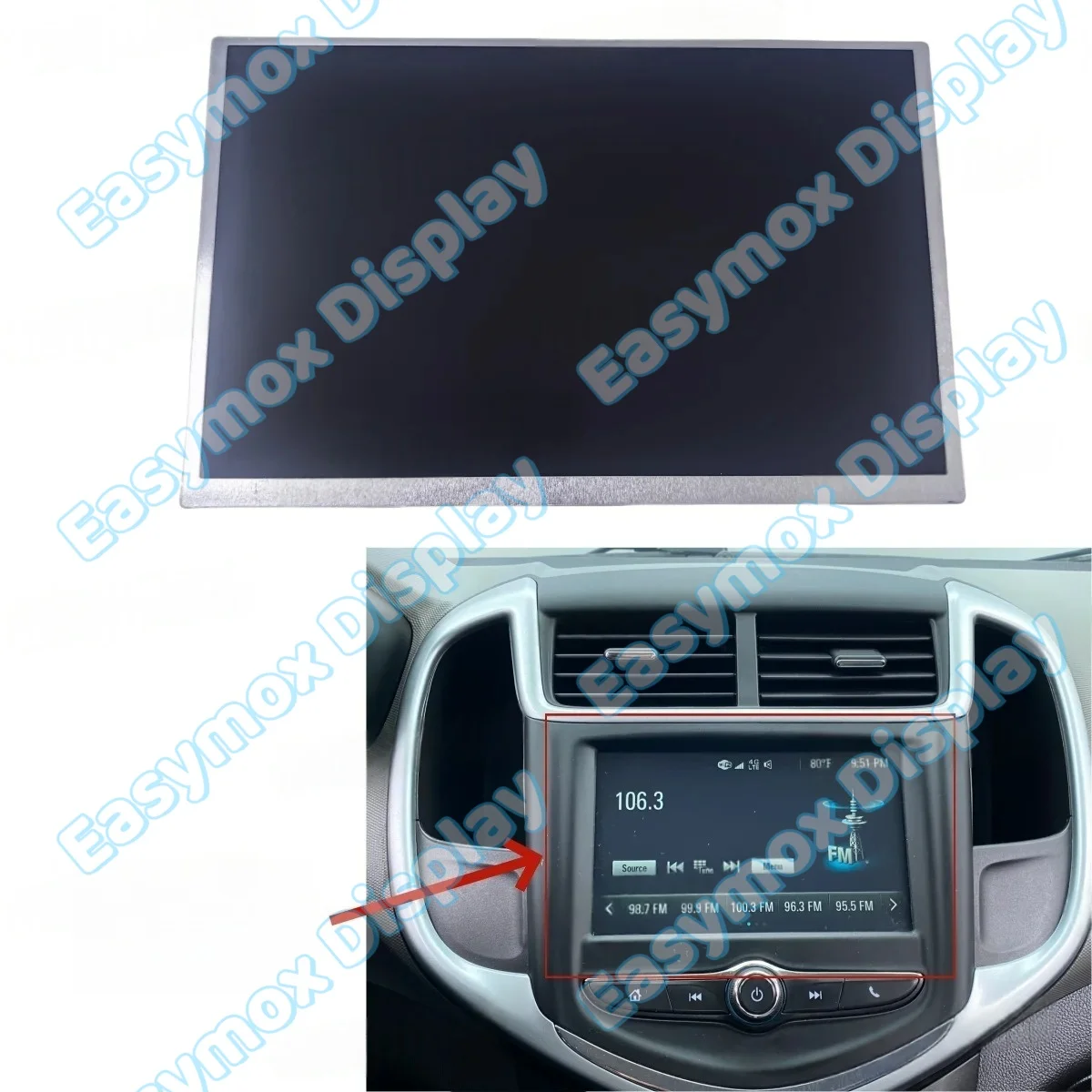 LCD Display For 2017-2020 Chevrolet Sonic TRAX FT0108A Radio Receiver Navigation Screen DD070SA-18B 812425551 84691596 84388577