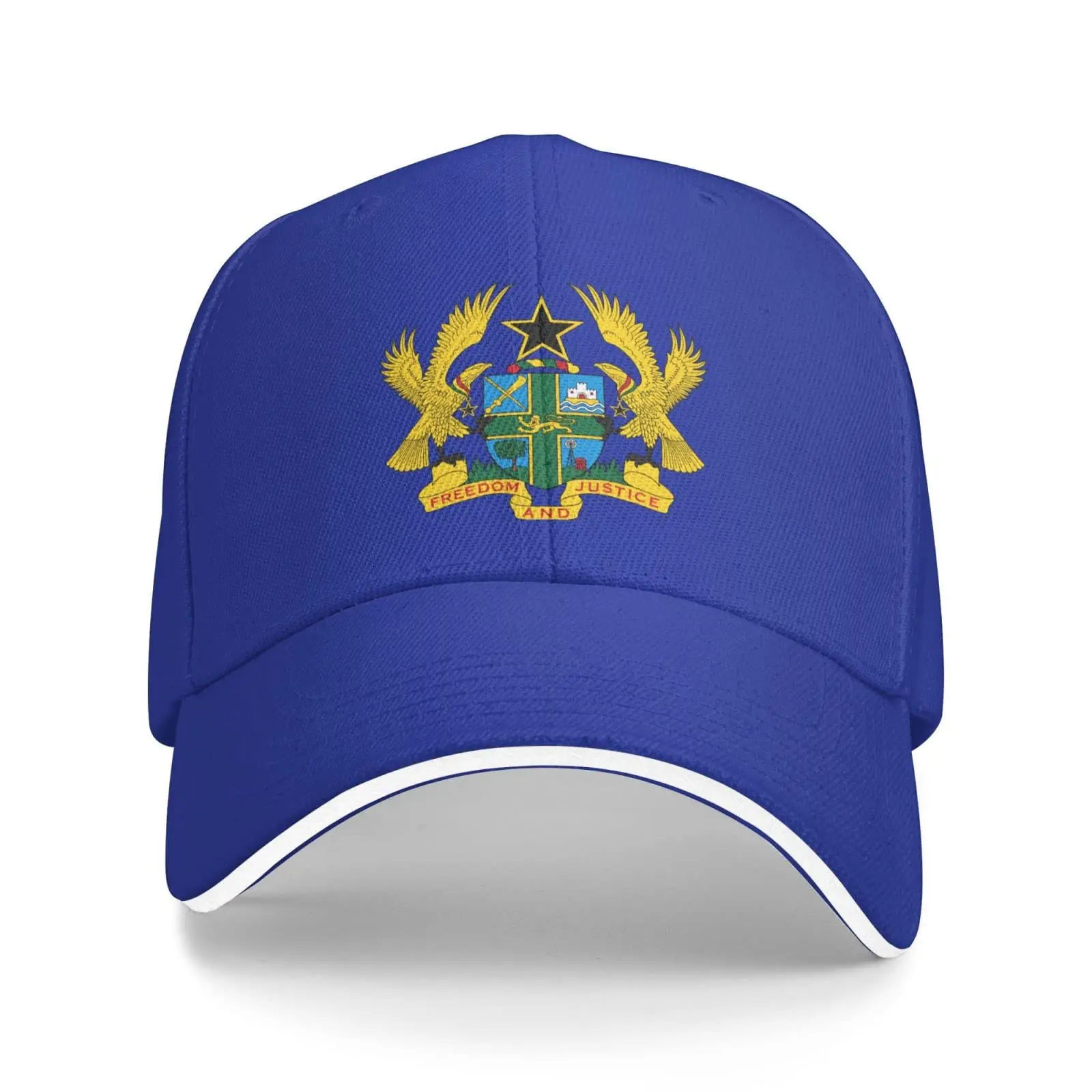 Coat of Arms of Ghana Baseball Cap Men Women - Duck Tongue Classic Sandwich Hat Plain Blue