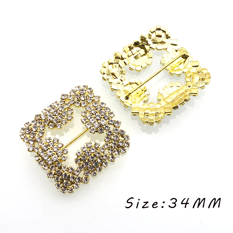 New 1Pcs 34MM Two-Color Square Rhinestone Belt Sewing Button DIY Handmade Clothing Ribbon Ribbon Decorative Accessories