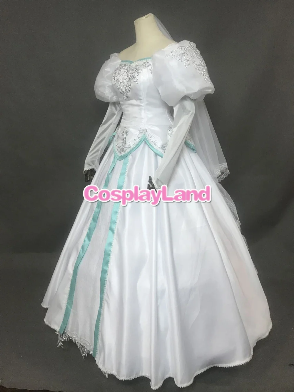 Mermaid Wedding Dress Fancy Carnival Halloween Costumes Adult Princess White Dress Cosplay Veil Evening Party Gown Dress