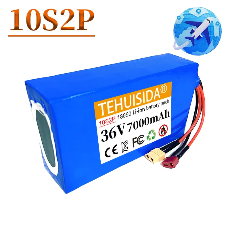 Rechargeable Battery 10S2P 36V 7000mAh 18650 Li-ion Battery Pack 500W High Power 36V 7AH Suitable for Electric Motorcycles
