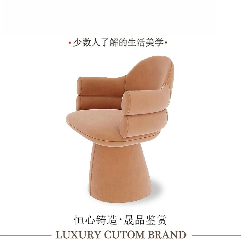Light luxury high-end creative solid wood dining chair villa discussion area designer senior armchair cream style custom