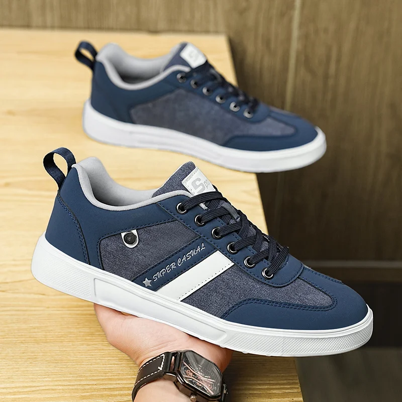 

Fashion Blue Urban Man Sneakers Original Lightweight Breathable Casual Shoes For Men Lace-up Comfortable Flat Men's Skate Shoes