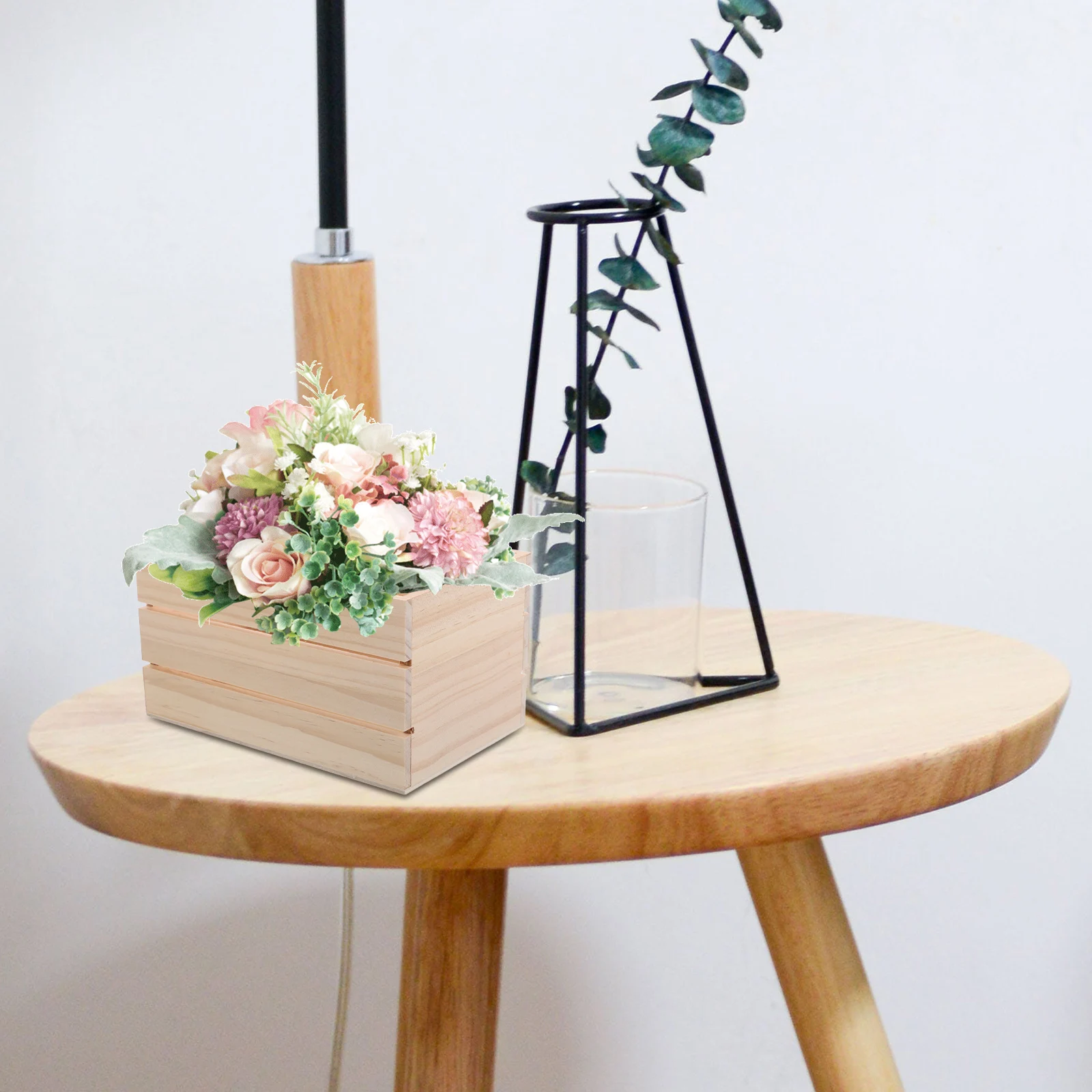 صندوق تخزين من الخشب الصلب 16.5x10.5 سنتيمتر عرض زهور مجففة منظم متعدد الوظائف لمكتب غرفة المعيشة غرفة النوم صندوق ديكور