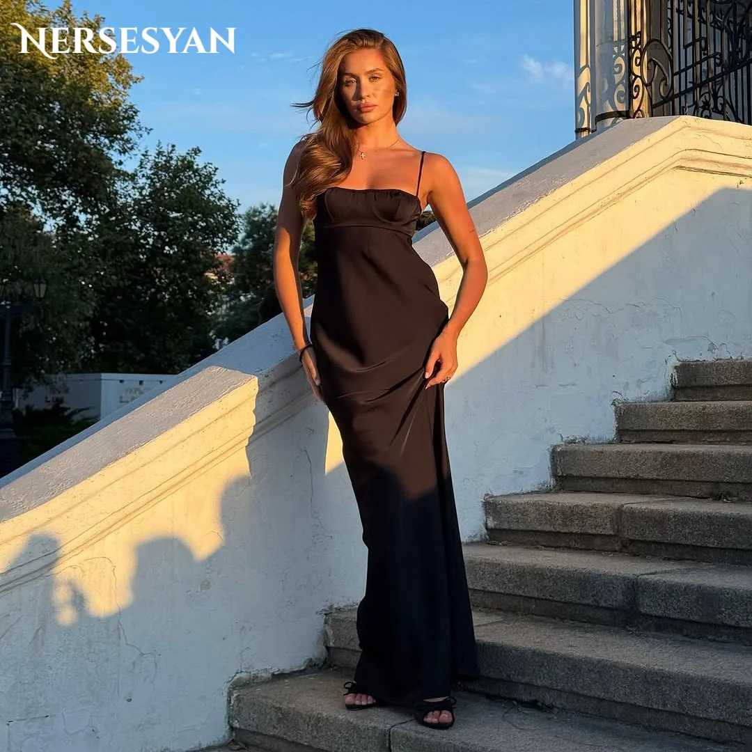 

Nersesyan Elegant Black Mermaid Evening Dresses Spaghetti Straps Satin Women Formal Dress Party Gowns платье женское Customized