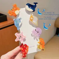 8/6/4Pcs Acetate Ocean Animal Hair Clips Summer Beach Non-Slip Hair Claws Crab Starfish Whale Hair Accessories for Women Girl
