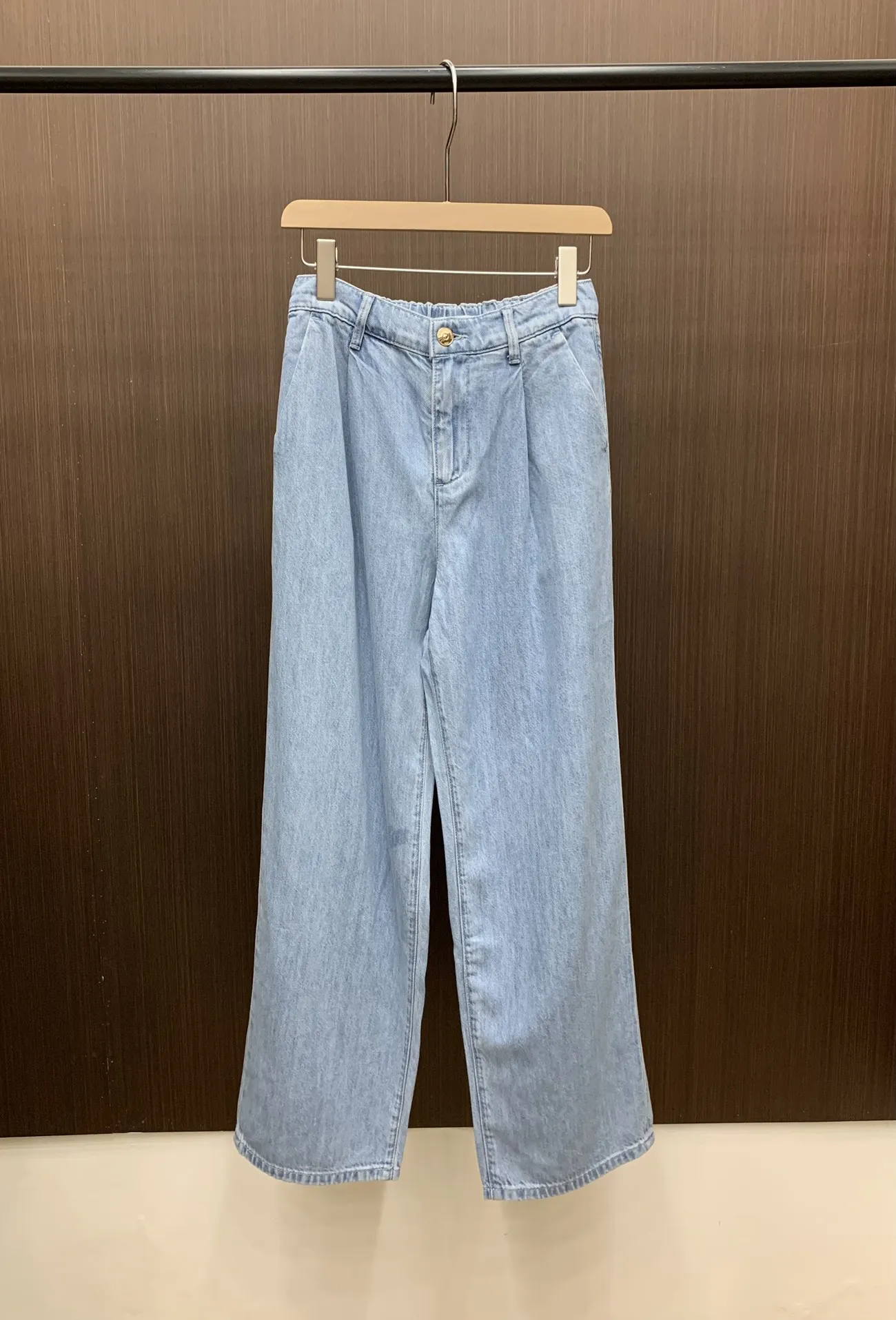 Women's Jeans 2024 New Spring Summer Bead Chain Elastic High Waist Solid Color Zipper Fly Wide Leg Pants