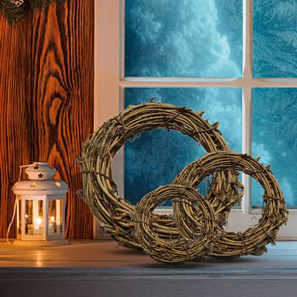 10-30CM Round Heart  Shape Wreath Wicker Artificial Door Wreath Festival Rattan Garland DIY Craft Easter Decoration Spring Decor