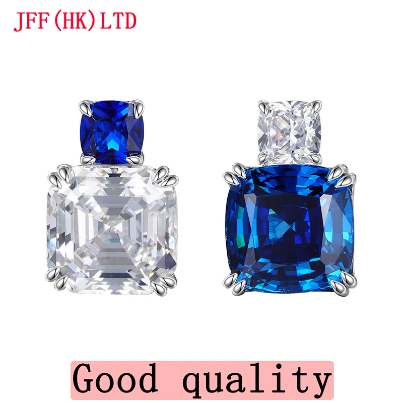 

Fashion personality AB Asche Pagoda artificial blue stud earrings 100% 18K gold 100% 9K gold ring Wedding ring