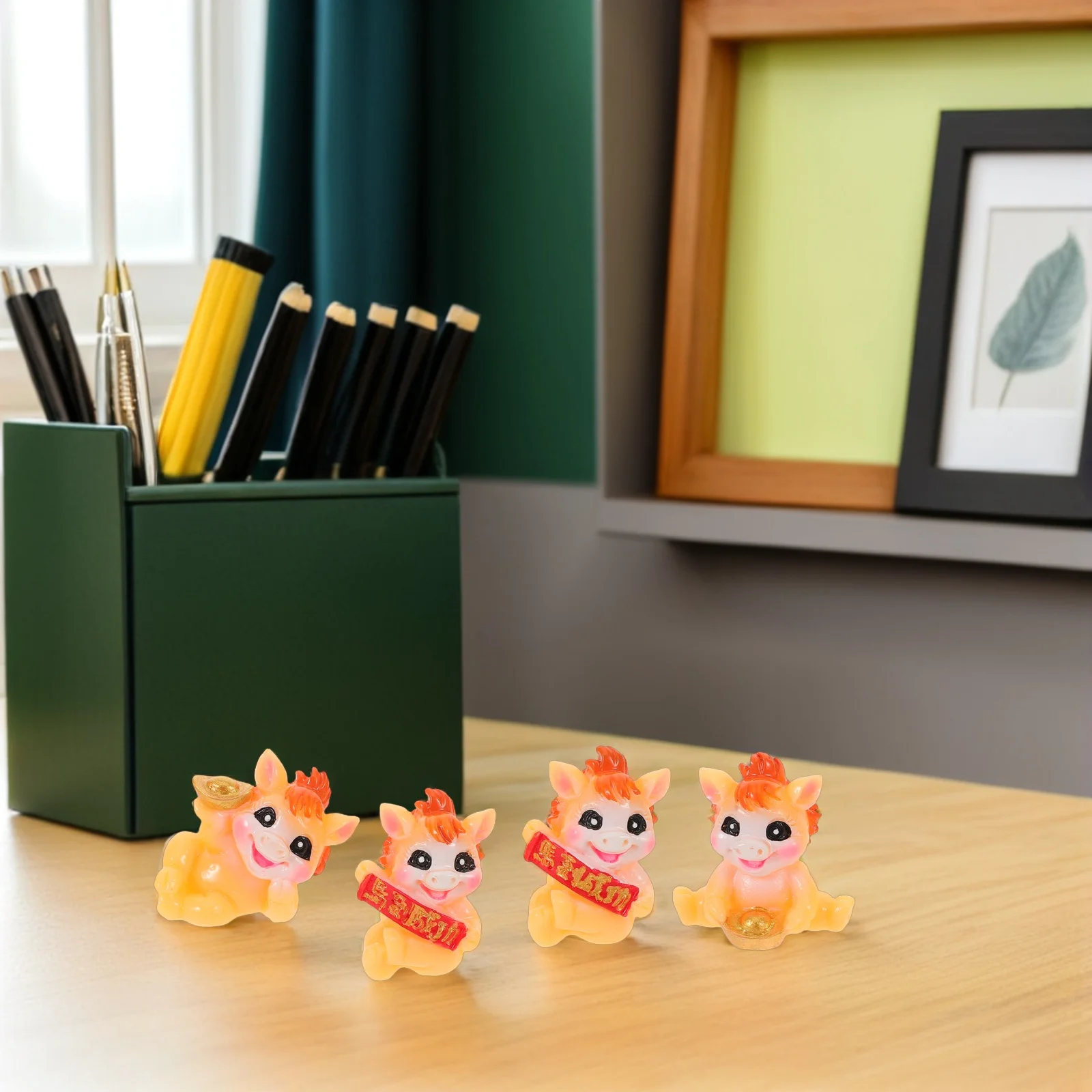 

8Pcs Resin Chinese Zodiac Horse Statues, Cute Cartoon Animal Miniatures for 2026 Lunar New Year Decor, Lucky Housewarming Gift,