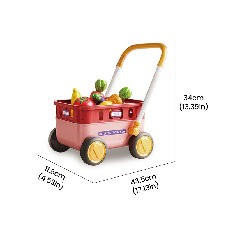 Carro de compras de frutas de supermercado de simulación, juego de casa de juegos con comida, carrito para niños, juego de juguetes educativos para niños, regalos para chico