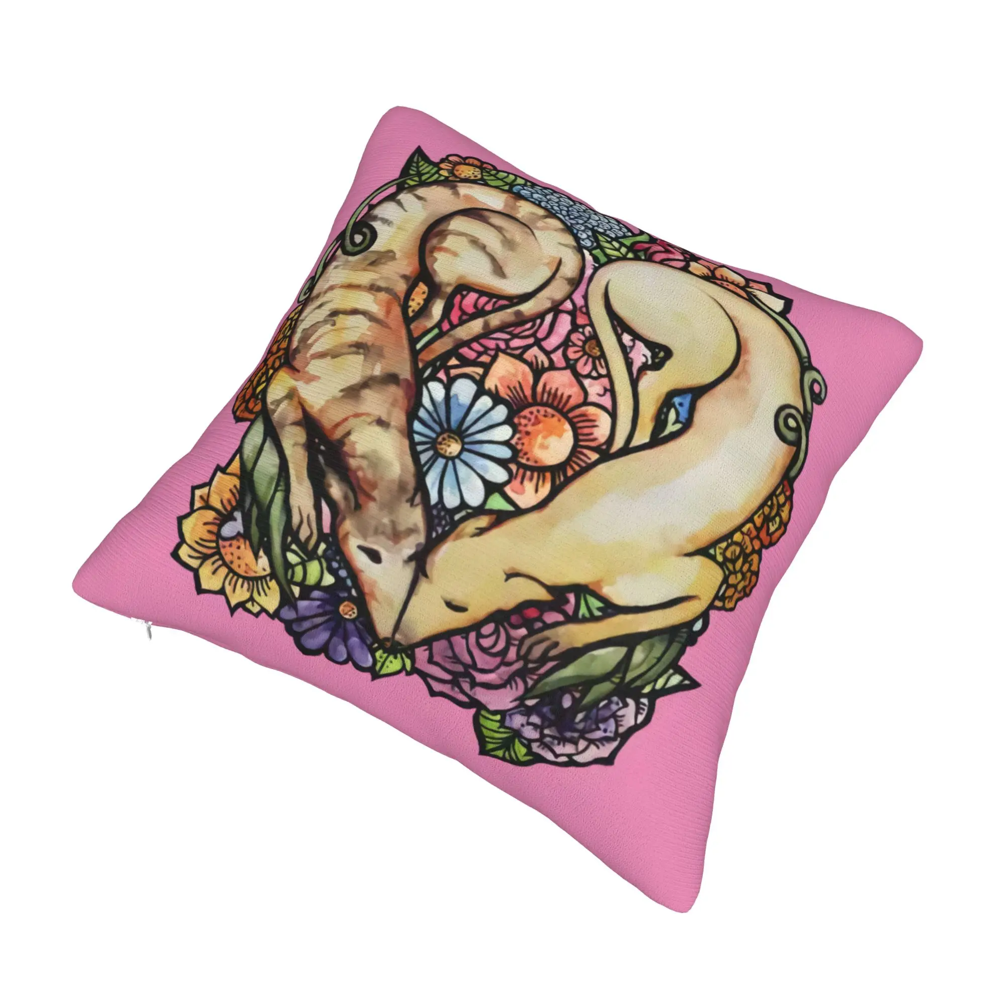 Nordic Style Whippet Hound Dog Cushion Cover 40x40cm Polyester Greyhound for Sofa Car Square Pillowcase Living Room Decoratio