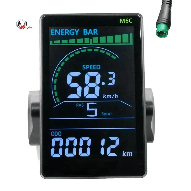 A10E-M6C Electric Bike LCD Display Meter 24V-60V E Scooter LCD Panel Color Screen Parts With USB For Mountain Electric Bike (5PI