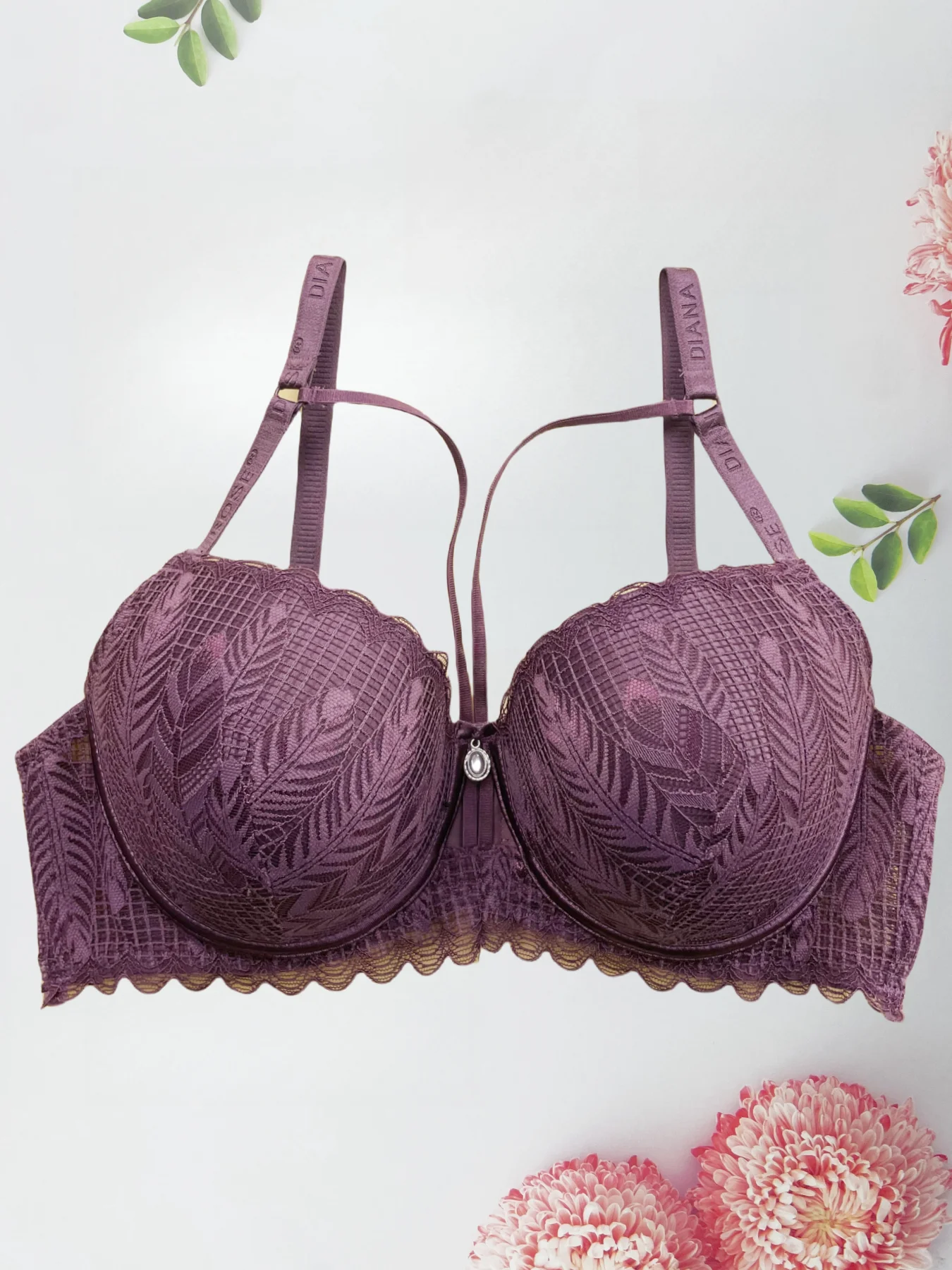 Sexy lace C cup intimo donna sottile stampo coppa seni grandi piccolo reggiseno con tracolla non rimovibile