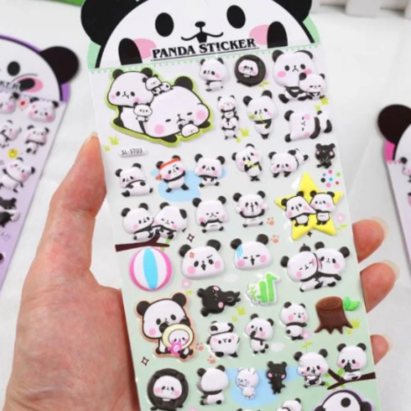 4PCs Cute 3D Panda Stickers Cartoon Animals Children’s Reward Stickers Handmade Decoration Photo Album Diary DIY Baby Stickers