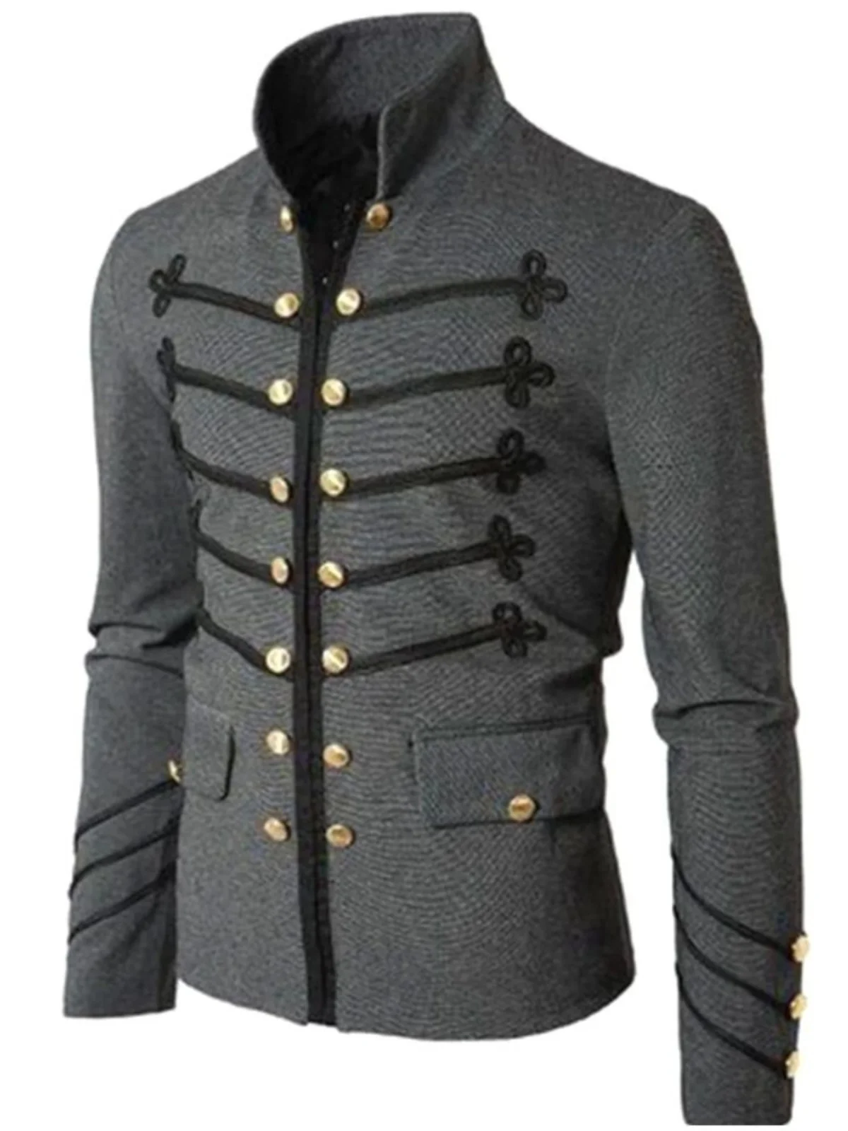 

Long Sve Embroidered Jaet Stand Collar Slim Fit Youthful Sle Autumn Outerwear for Middle-Aged Men European Faion