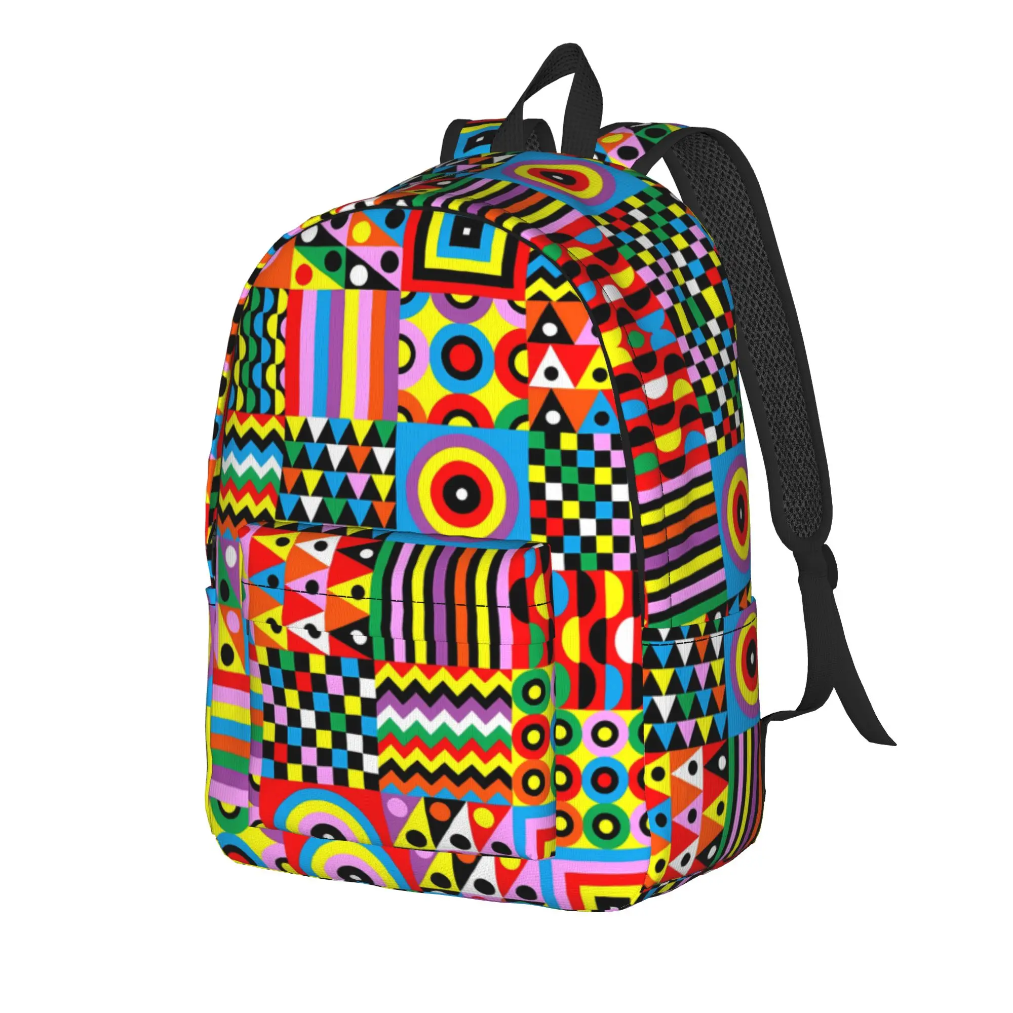 Graffiti Geometric Block Cartoon Backpack Colorful Geometry 3D Print Sport Backpacks School Bags Designer Lightweight Rucksack
