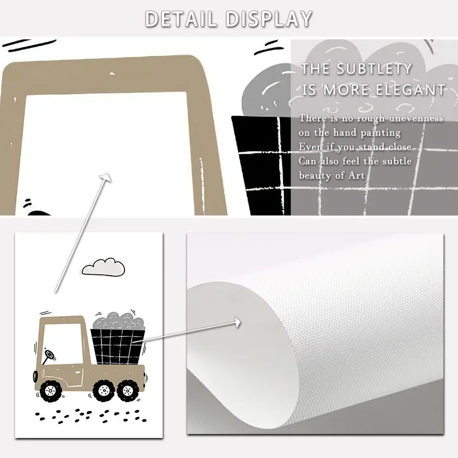 الكرتون الأبجدية 123 رافعة حفارة جرار جدار قماش رسم مطبوع اللوحة الشمال المشارك الحضانة صور الطفل غرفة الاطفال ديكور