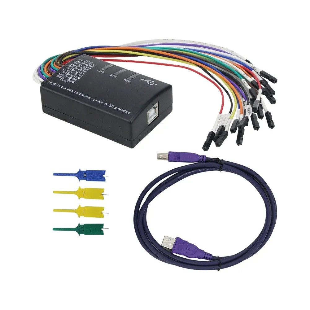 16-Channel For logic Analyzer USB 2.0 Interface Supports Baud Rate Parity Stop Bits Configuration for Serial Debug