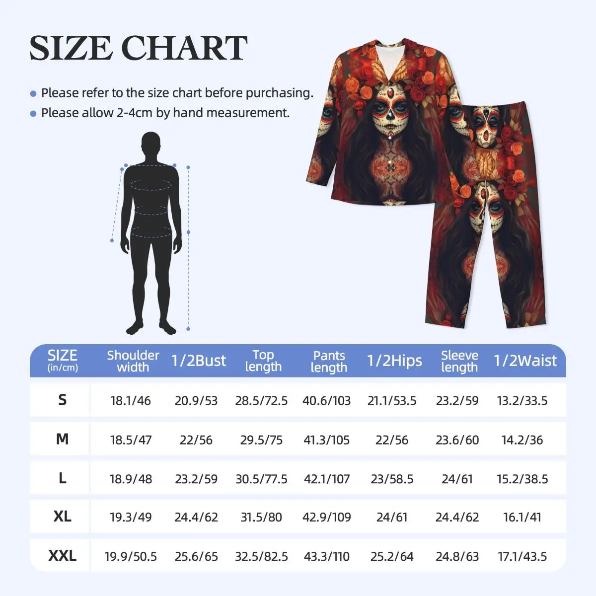 Flowers Mexican Skull Calavera Long-sleeved Trousers Pajamas for Men Autumn and Winter Homewear Sleepwear Sets