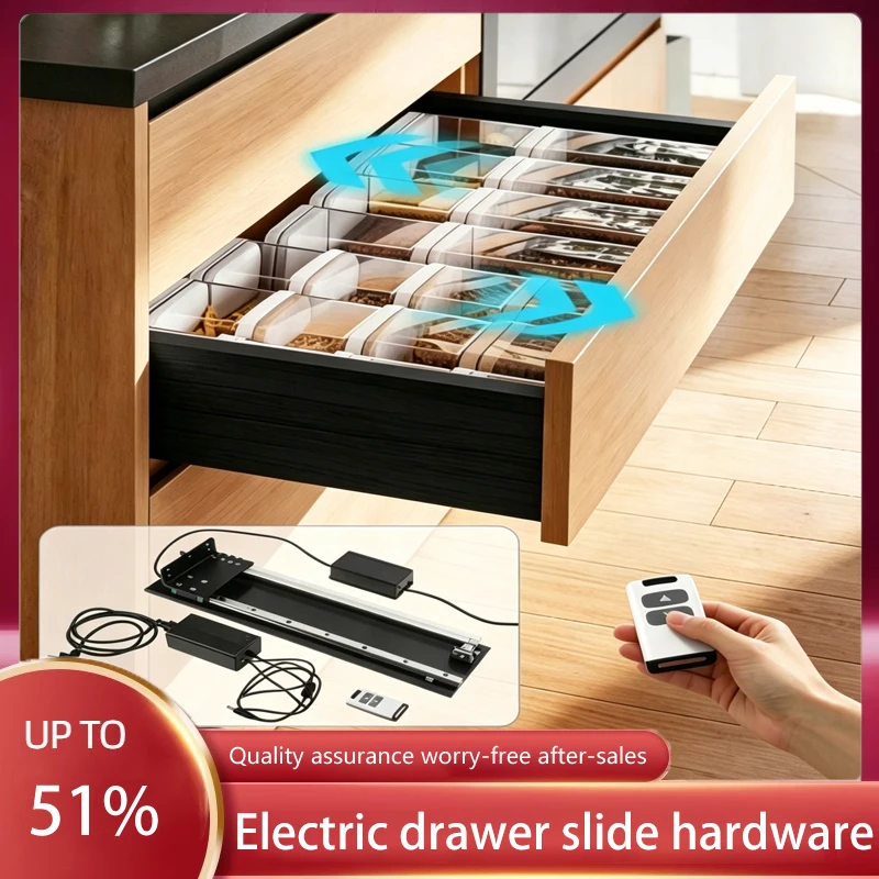 Electric Telescopic Drawer Slide Rail Under Mount Heavy Duty Smart Remote Mi Home Silent Anti Pinch High Capacity Retractable