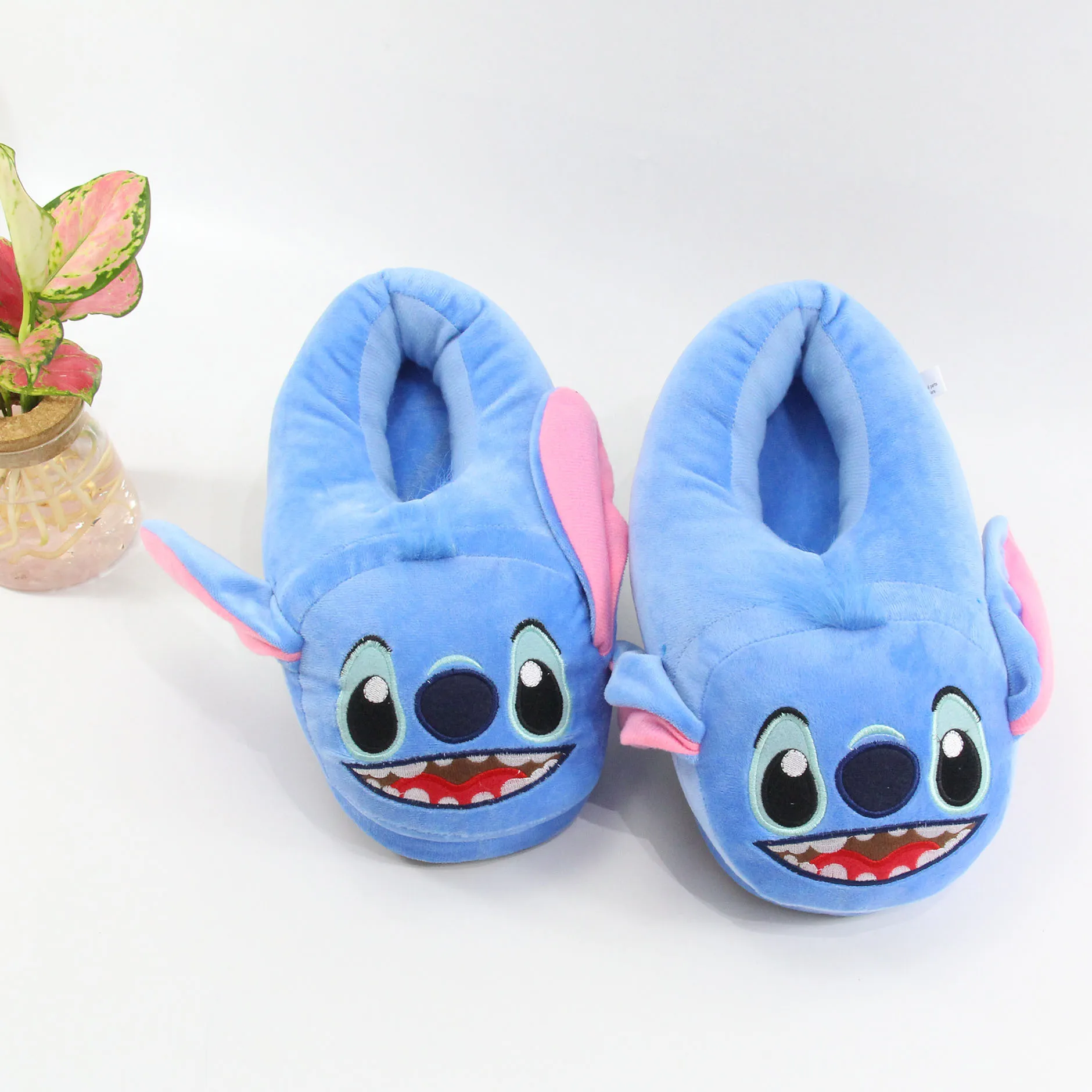 Disney Cute Stitch Lilo Stuffed Slippers for Home Cartoon Winter Shoes Child Adult Toys Gifts