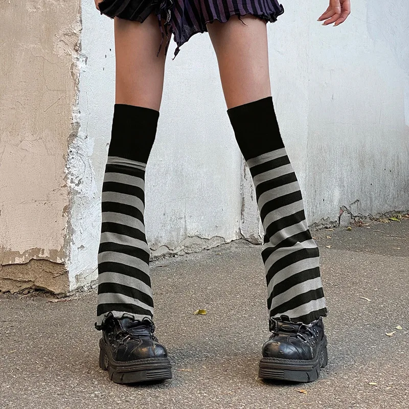 Kawaii Girl College Style Leg Sleeves Zebra Stripes Simple Curling Slightly Flared Calf Socks Sweet Hot Girl Slim Fashion Socks