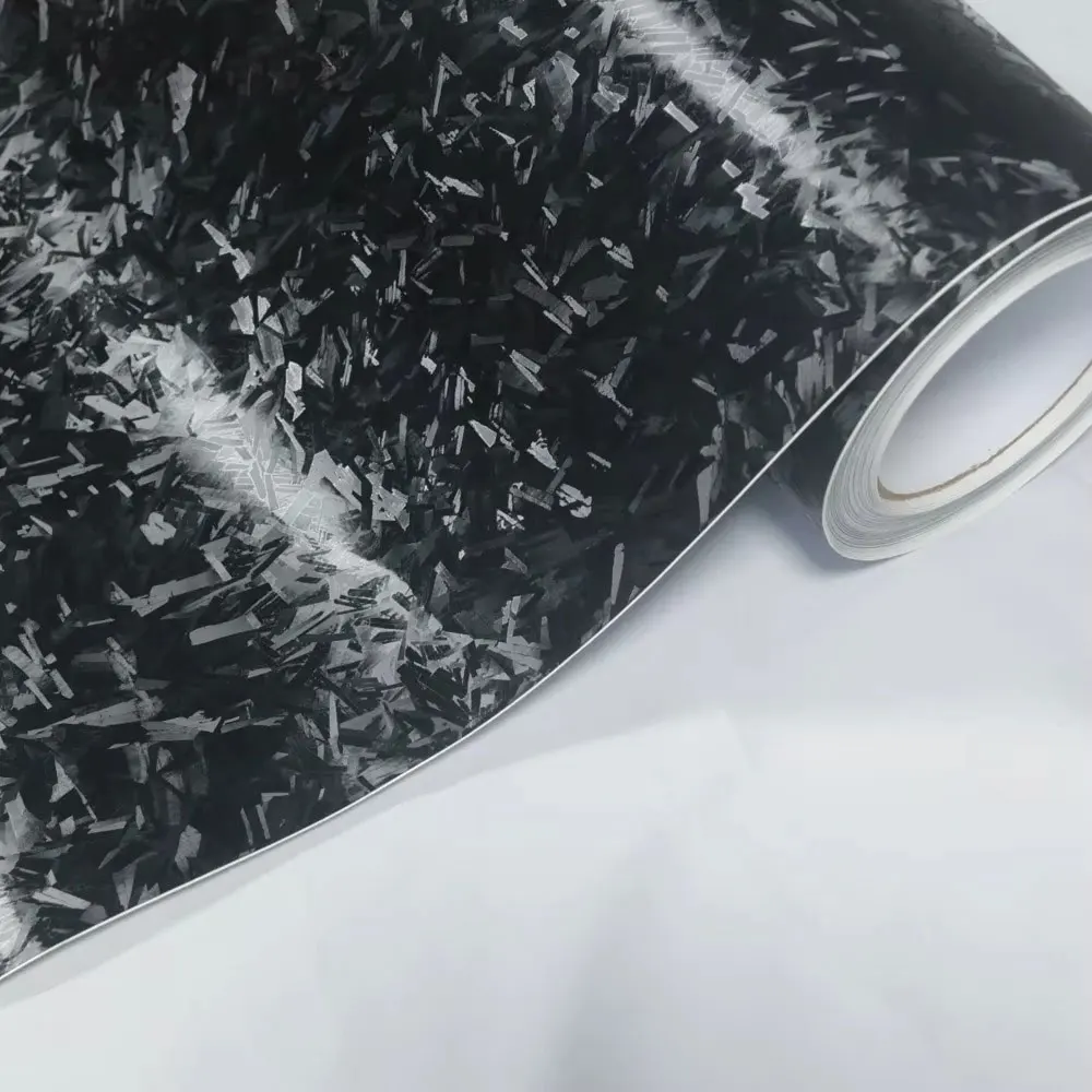 High-quality Matte Black Forged Carbon Fiber Vinyl Wrap Film PET With Air Release Self Adhesive DIY Car Motorcycle Bicycle Stick