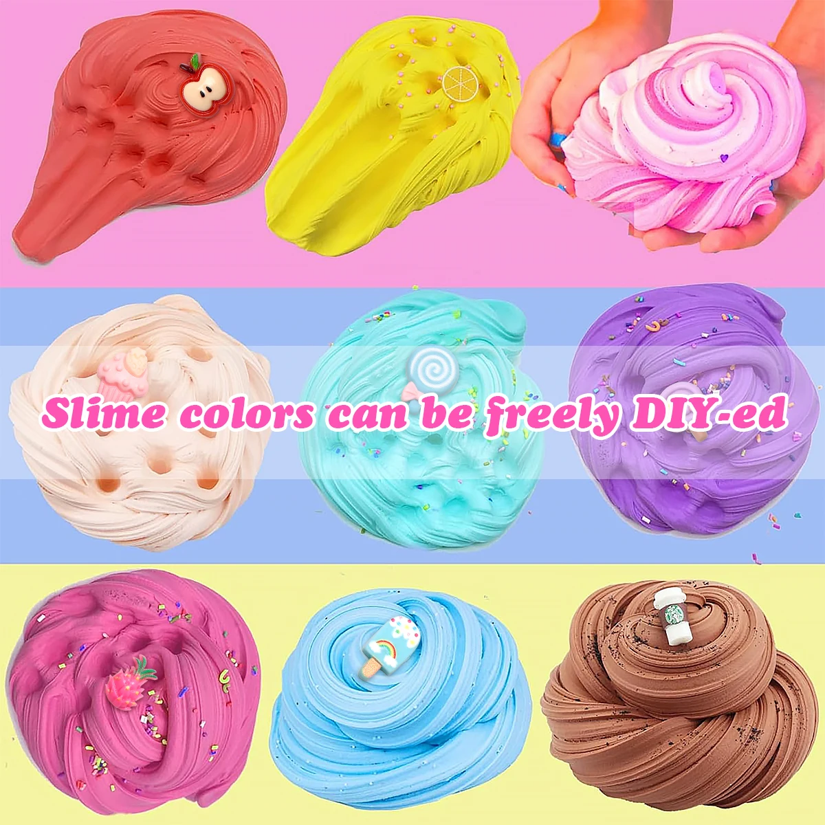 DIY Colorful Slime Kit with Charms, Non-Sticky Stress Relief Toy for Kids