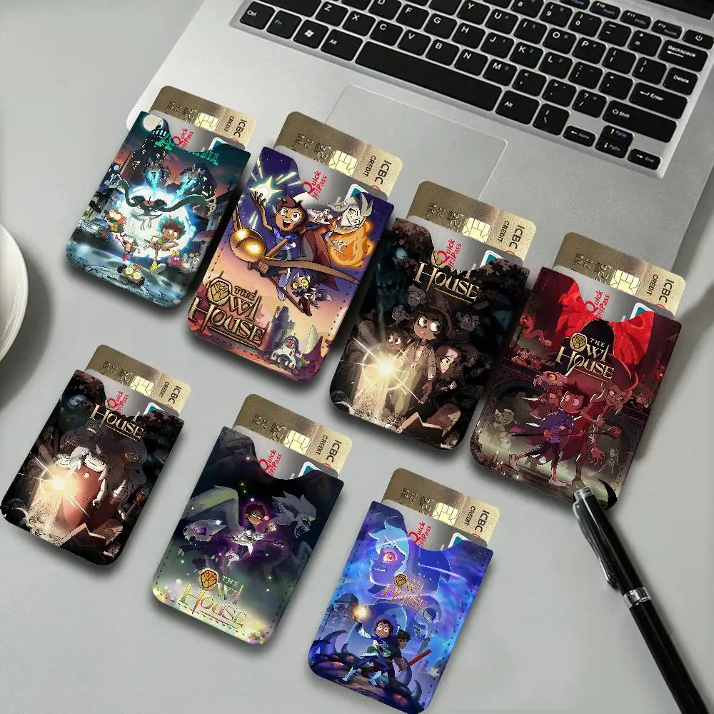 Dark Fantasy T-The O-Owl H-House Leather Card Wallet Soft Lightweight Portable Credit ID Card Holder Daily Commute Card Case