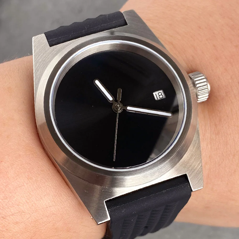 

38 мм автоматический механизм NH35/PT5000, квадратные мужские часы с пескоструйной обработкой, стерильный черный циферблат, без маркеров, 20 АТМ, дайвер AR, сапфировое стекло