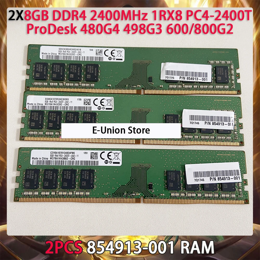 

2PCS 854913-001 RAM For HP ProDesk 480G4 498G3 600/800G2 8GB DDR4 2400MHz 1RX8 PC4-2400T Desktop Memory Works Perfectly