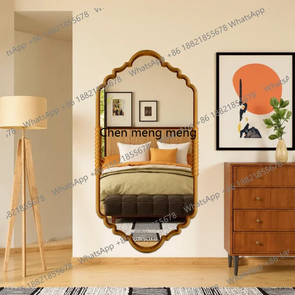 New Chinese Style Full-Length Mirror Wall-Mounted Oval Dressing Mirror Custom High-End Feel Fitting Mirror