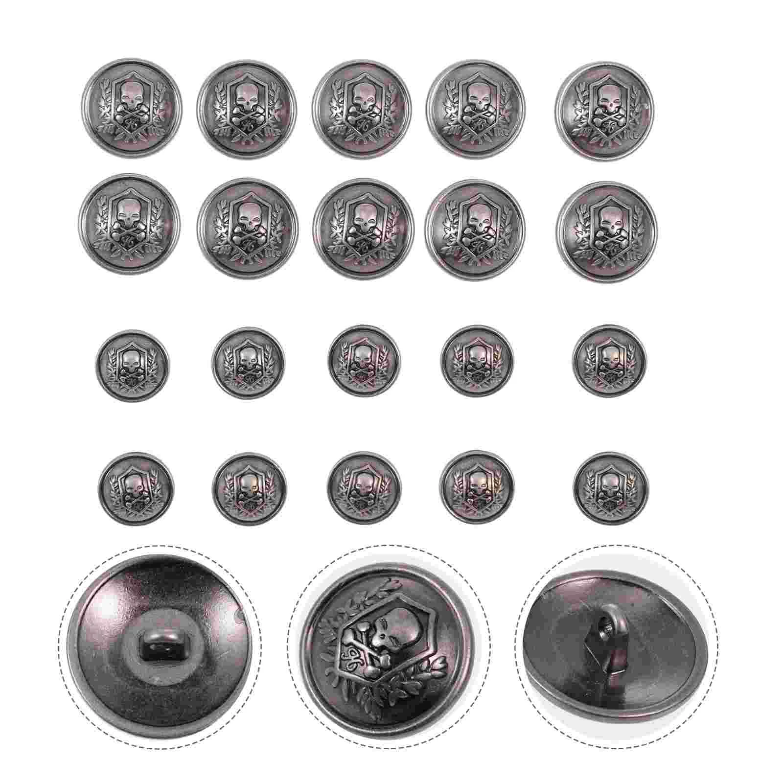 

20 Pcs Skull Button Men's Mens Blue Jeans Small Buttons for Crafts Alloy Pants Vintage
