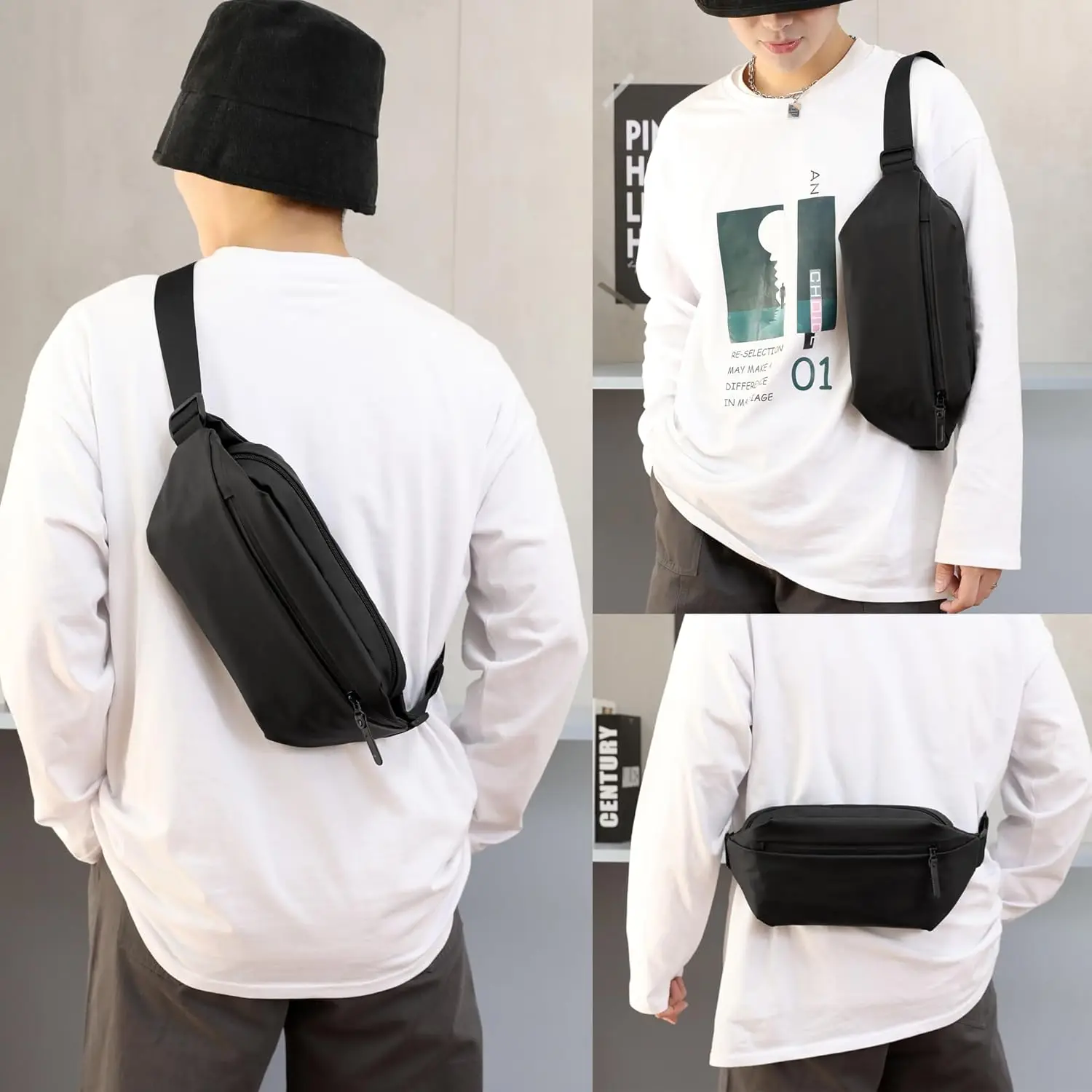 Man Casual Sling Chest Bag Outdoor Sports Crossbody Waist Bag Hiking Running Cycling Climbing Nylon Waterproof Shoulder Bag