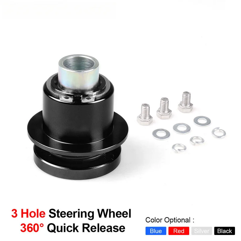 3-Hole Steering Wheel Quick Release Hub, 360° Rotatable 3/4