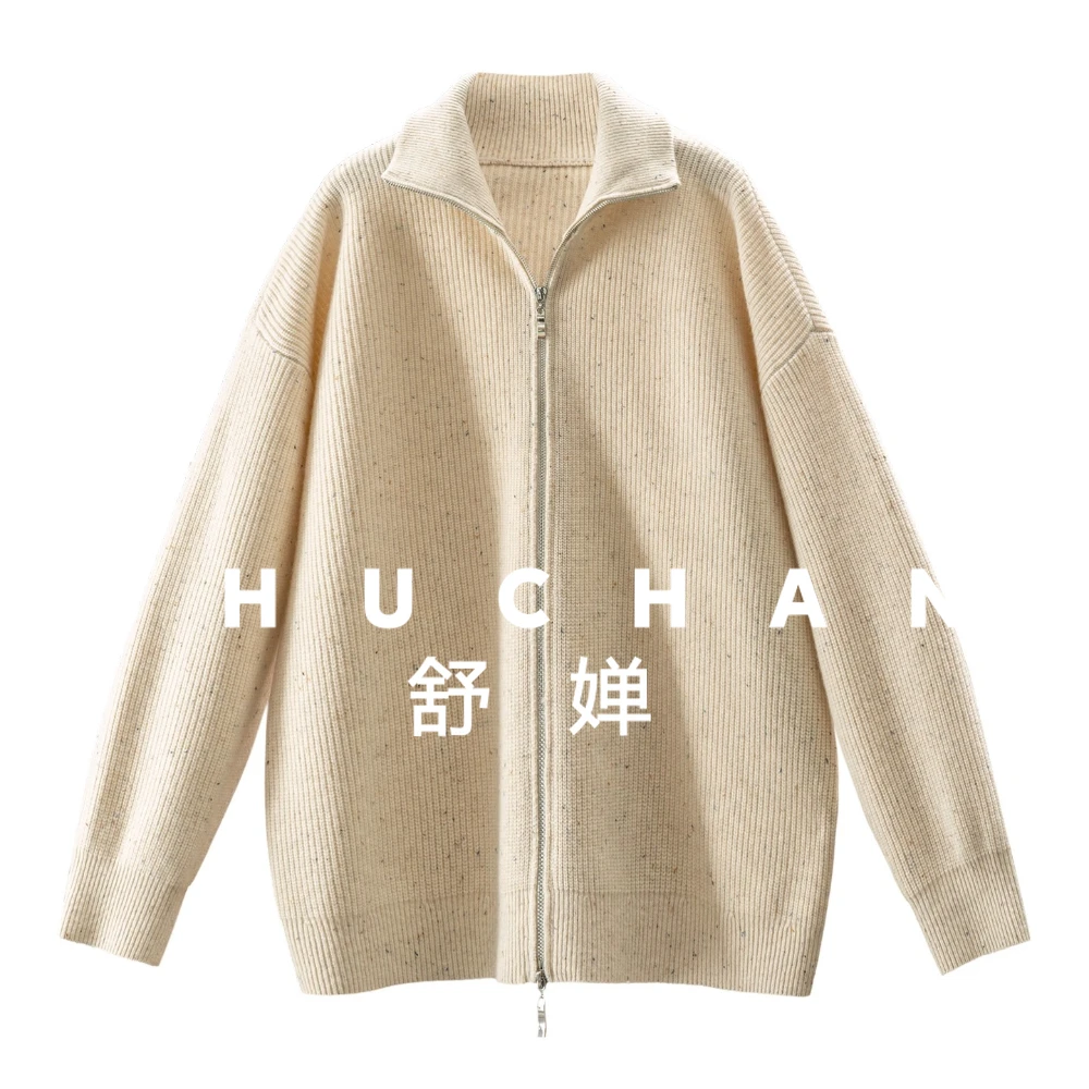 

Micro-silhouette 100 Wool Dot Yarn Lapel Sweater Cardigan Women's 82E4 Sweaters for Women Cropped Cardigan