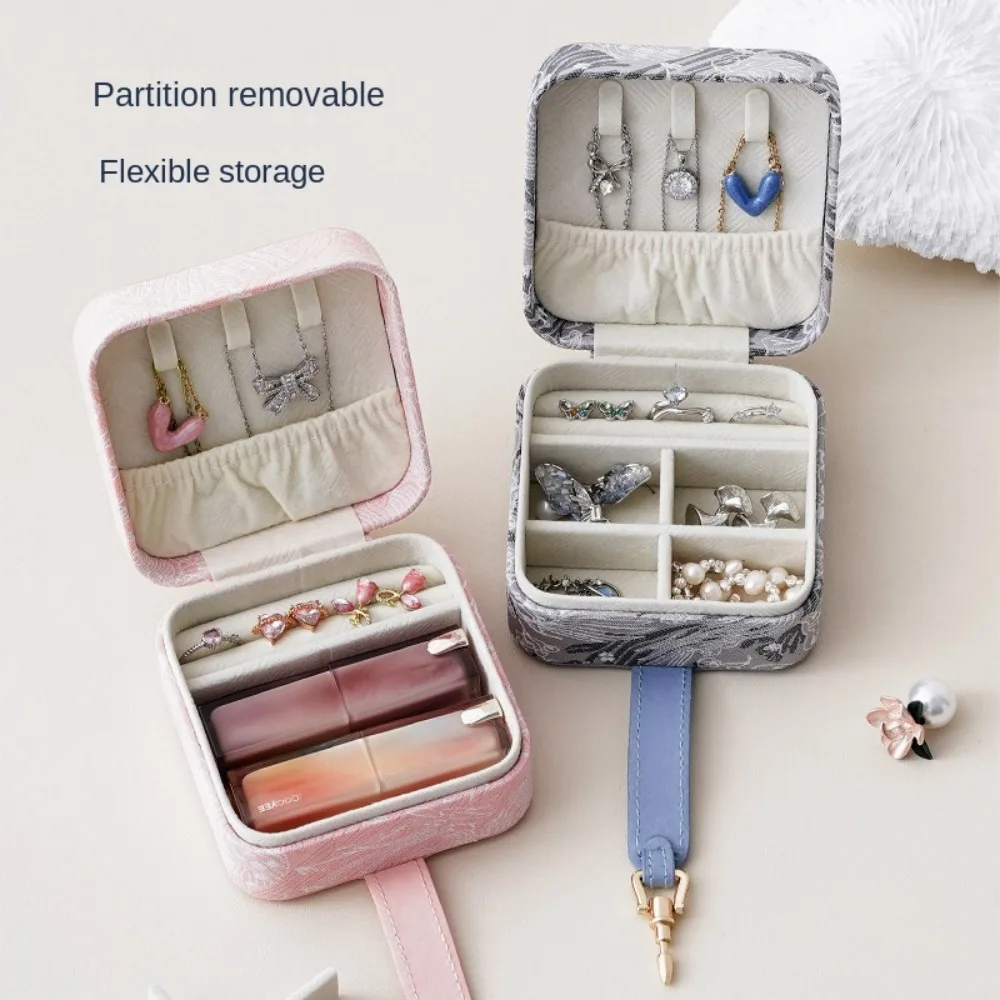 Новая кожаная коробка для хранения ювелирных изделий, высококачественная витрина для ювелирных изделий с вышивкой, органайзер для хранения, модный футляр для ювелирных изделий, свадебный