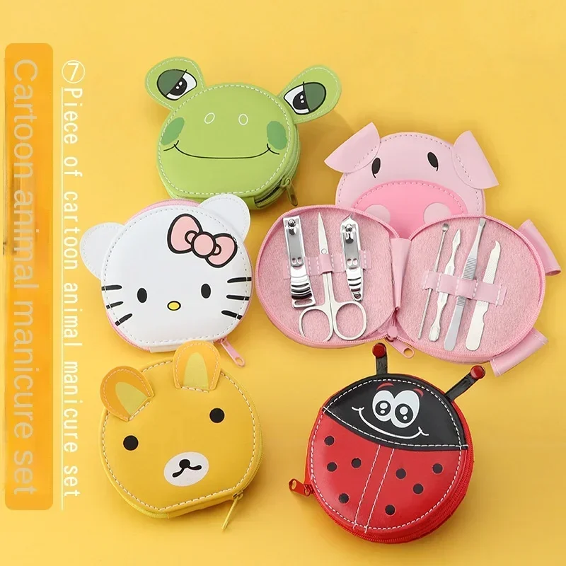 7PCS Hello Kitty Rvs Nagelknipper Set Manicure Snijders Huishoudelijke Earpick Nagelknipper Pedicure Nagels Schaar Tool