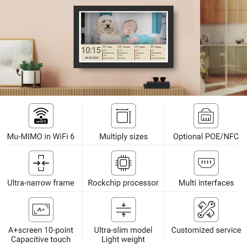 Globaler Bestseller WiFi Digitaler Bilderrahmen Wandhalterung Smart Home Digitaler Kalender Kiosk Android Tablet