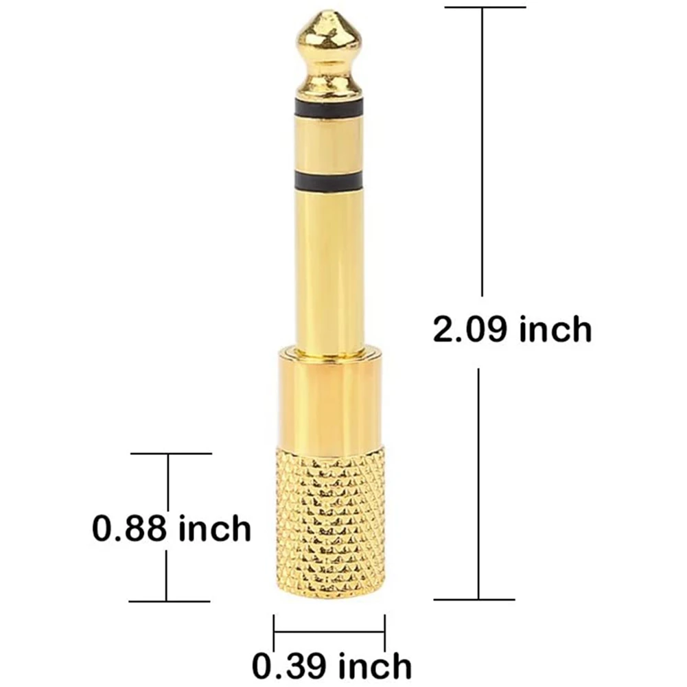 Adattatore da quarto di pollice, spina Jack per cuffie da 6.35mm (1/4 pollici) maschio a 3.5mm (1/8 pollici) femmina, confezione da 6 in oro