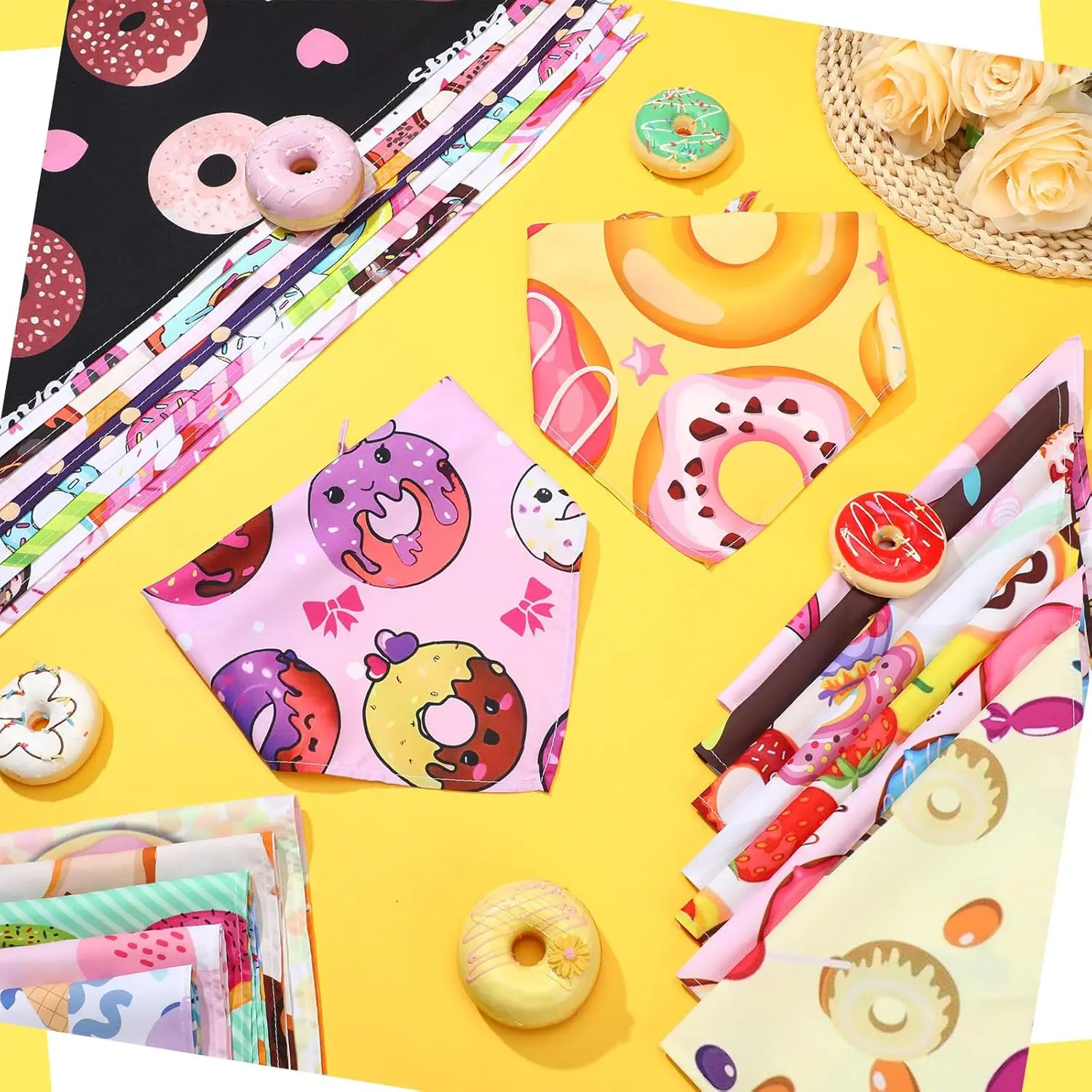 100 Stück Donut-Hundehalstücher im Großpack, Halloween-Haustier-Halstücher für mittelgroße und große Hunde, Thanksgiving- und Weihnachts-Kostümdekoration – Detail 5