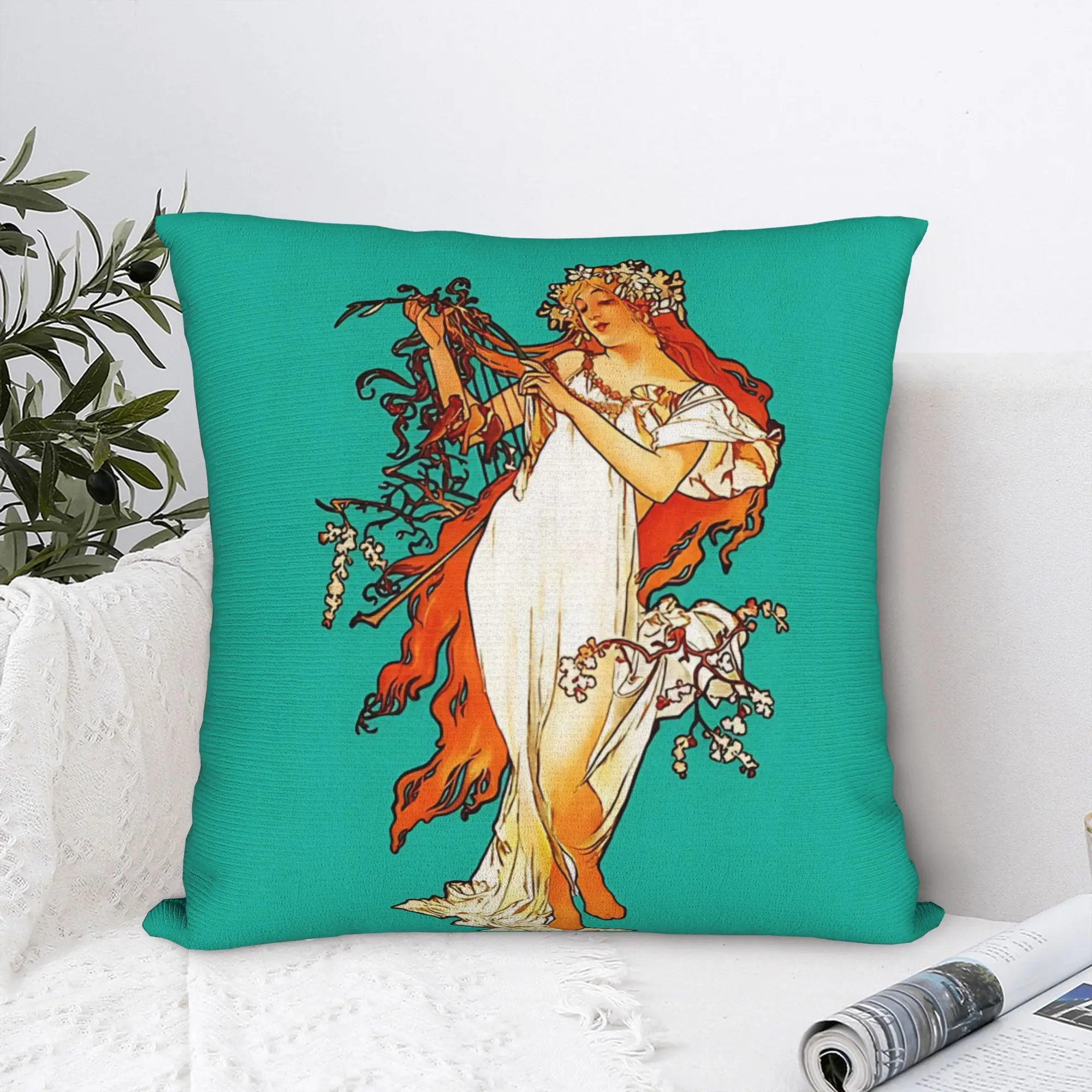 Alphonse Mucha  Square Pillow Cases  Cushion Covers Customized Zipper Decorative Throw Pillow Case Cover for Bed