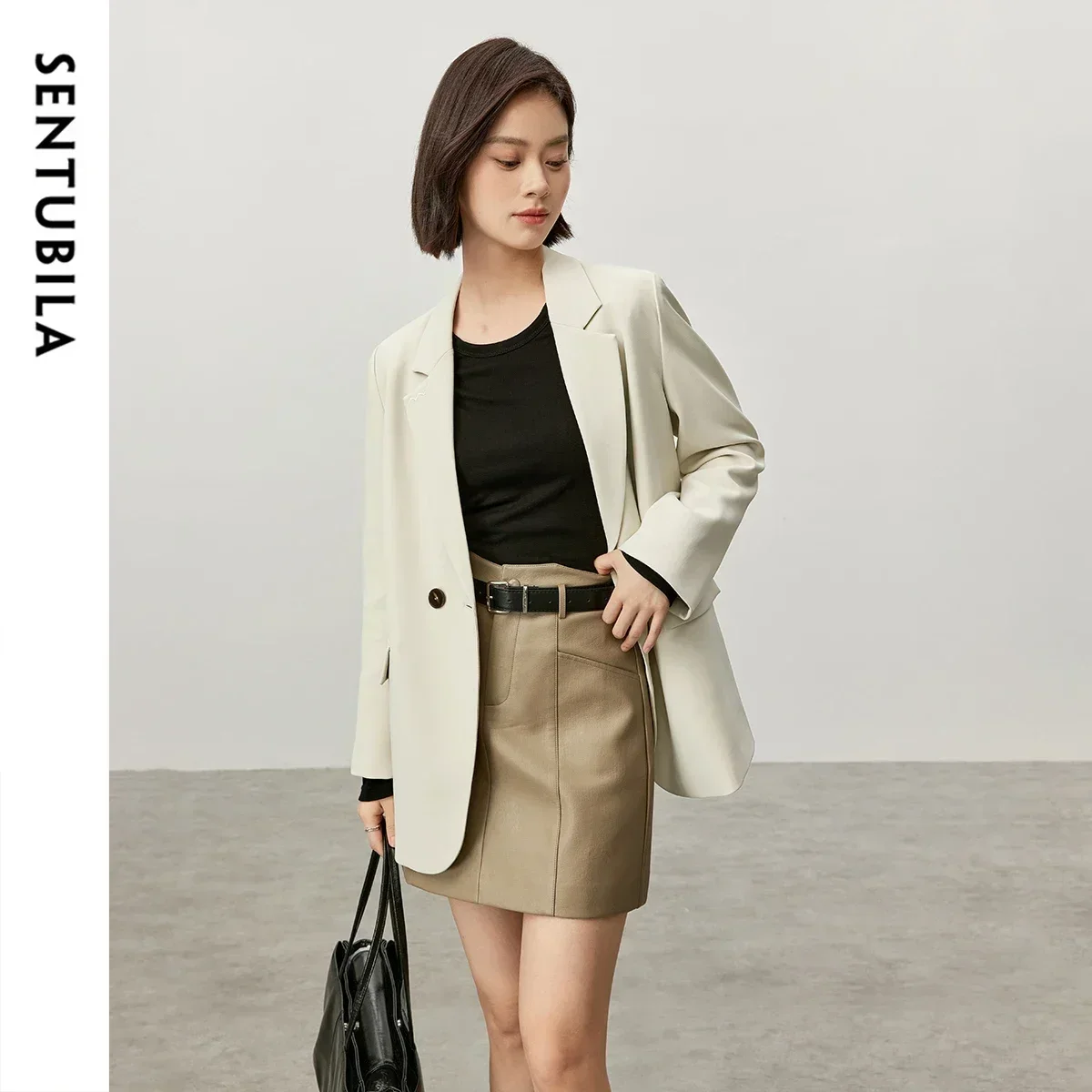 SENTUBILA Loose Fit Blazer Office Tailored Coat Women 2025 Autumn Embroidery Commute Suit Jacket Female Clothes 143X57364X