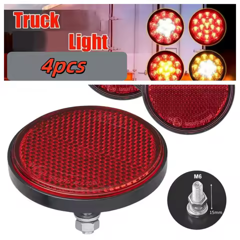 4Pcs Reflector 60mm Red Round With Screw Backlight Side Light For Trailers Motorhomes Reflector Truck Caravan Car Accessories