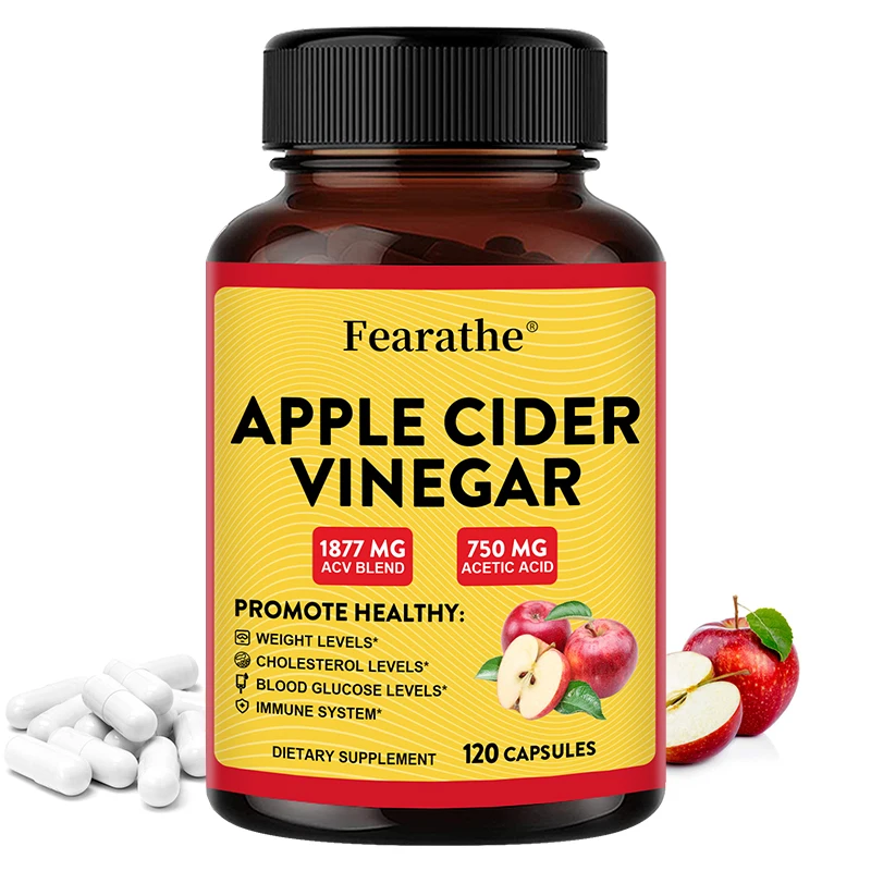 Fearathe Organic Apple Cider Vinegar Capsules, Detox Cleanse, Weight Management, Ketogenic Diet for Men and Women